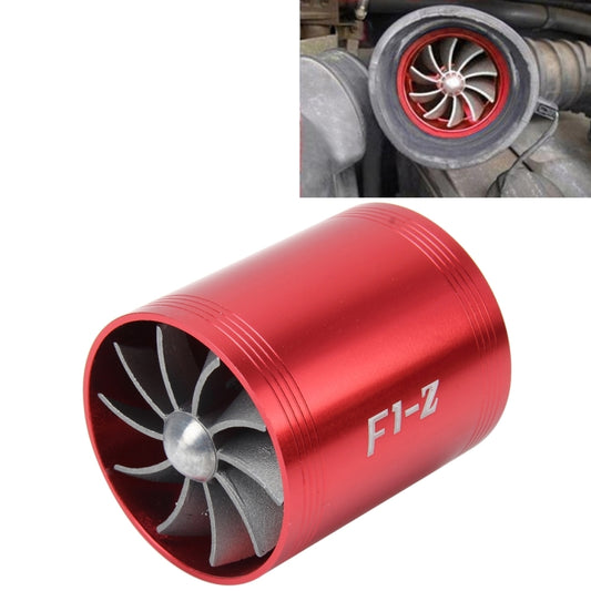 F1-Z Car Stainless Universal Supercharger Dual Double Turbine Air Intake Fuel Saver Turbo Turboing Charger Fan Set kit