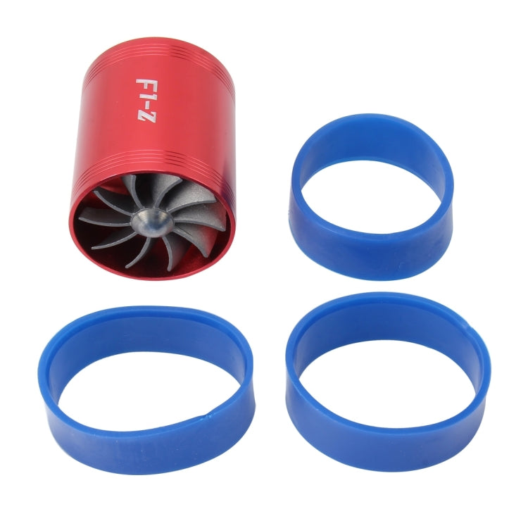 F1-Z Car Stainless Universal Supercharger Dual Double Turbine Air Intake Fuel Saver Turbo Turboing Charger Fan Set kit