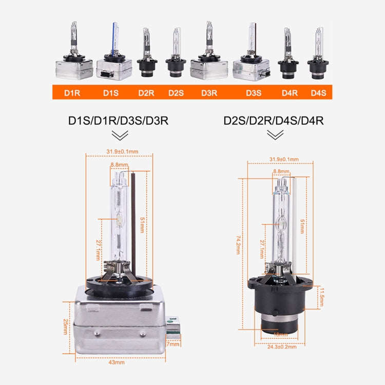 2 PCS D4S 35W 3800 LM 4300K HID Bulbs Xenon Lights Lamps, DC 12V, D4S