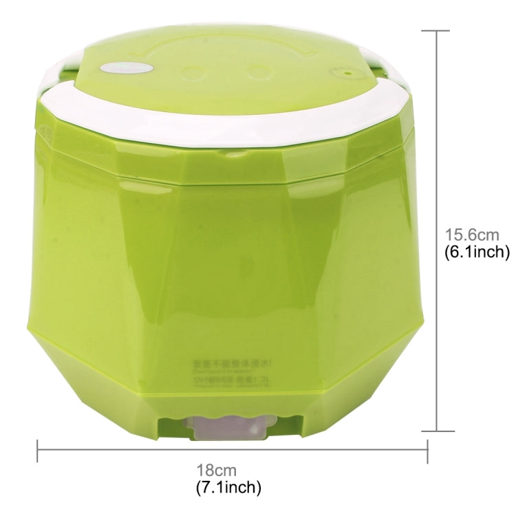 OUSHIBA Car Auto C3 Mini Multi-function Rice Cooker 12V 1.3L Volume for Rice Soup Noodles Vegetable Dessert, Green, White