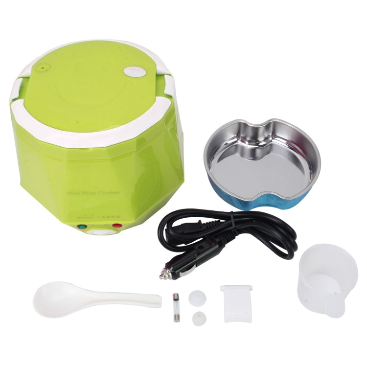 OUSHIBA Car Auto C3 Mini Multi-function Rice Cooker 12V 1.3L Volume for Rice Soup Noodles Vegetable Dessert, Green, White