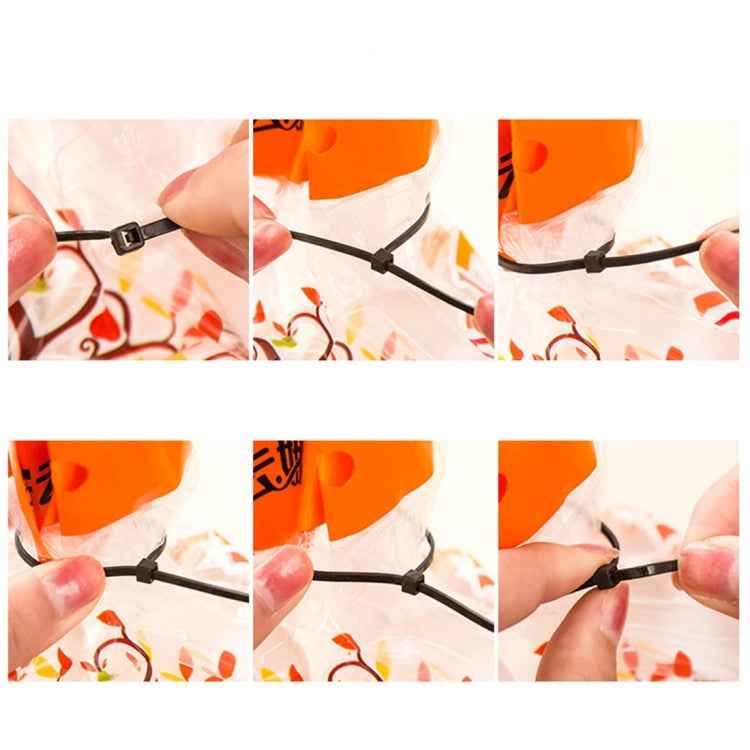 100pcs /Pack 8mm*200mm Nylon Cable Ties, 8mm*200mm Black