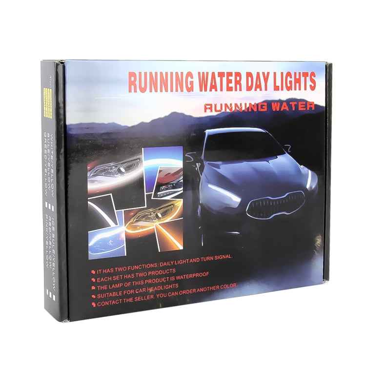 2 PCS 30cm DC12V 4.2W Ultra-thin Car Auto Double Colors Turn Lights / Running Lights, with LED SMD-2835 Lamp Beads (Turn Lights: Yellow Light; Running Lights: Ice Blue Light)