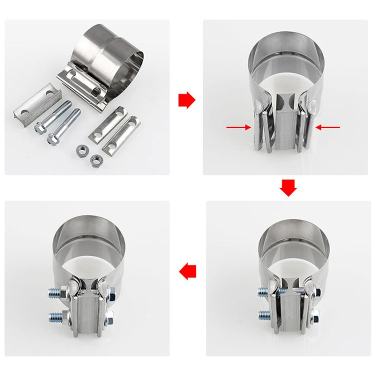 2.0 inch Car Turbo Exhaust Downpipe Stainless Steel Lap Joint Band Clamp, 2.0 inch