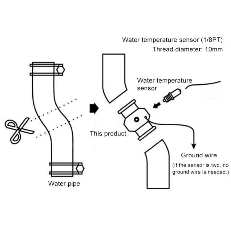 Car Water Temperature Meter Temperature Gauge Joint Pipe Radiator Sensor Adaptor Clamps for Honda, Size: 34mm