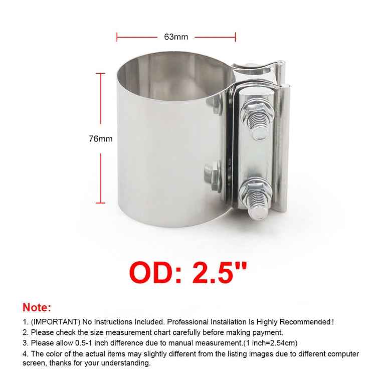 2.5 inch 63mm Car Turbo Exhaust Downpipe Stainless Steel Lap Joint Band Clamp