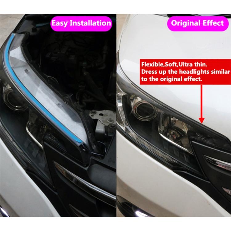 2 PCS 45cm DC12V 5W Ultra-thin Waterproof Car Auto Double Colors Turn Lights / Running Lights SMD-2835 LED Bulbs (Turn Lights: Yellow Light; Running Lights: Blue Light), 45cm Turn Lights: Yellow Light; Running Lights: White Light�����������������������...