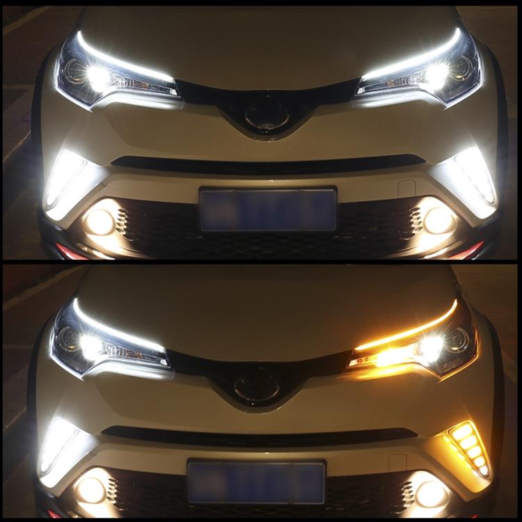 2 PCS 45cm DC12V 5W Ultra-thin Waterproof Car Auto Double Colors Turn Lights / Running Lights SMD-2835 LED Bulbs (Turn Lights: Yellow Light; Running Lights: Blue Light), 45cm Turn Lights: Yellow Light; Running Lights: White Light�����������������������...