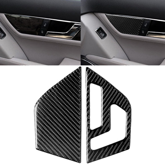 2 PCS Car Carbon Fiber Left Drive Seat Adjustment Panel Decorative Sticker for Mercedes-Benz W204 2007-2013, Left Drive Seat Adjustment (A)