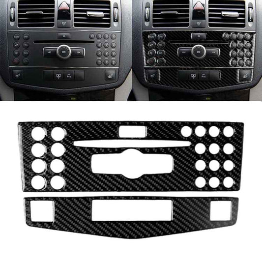 Car Carbon Fiber Center Console Panel Decorative Sticker for Mercedes-Benz W204 C Class 2007-2010, Center Console (B)