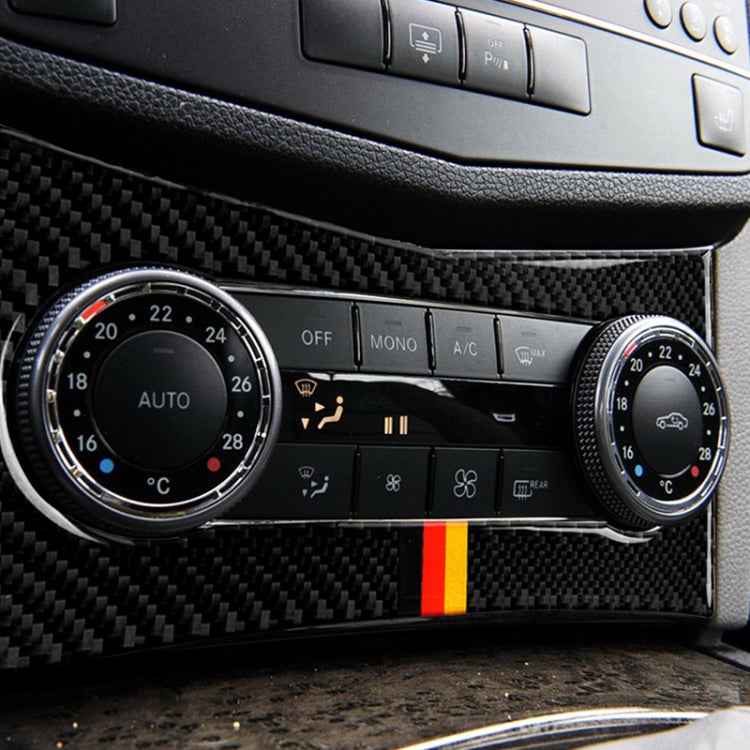 Car German Flag Carbon Fiber Air Conditioning Panel Decorative Sticker for Mercedes-Benz W204 C Class 2007-2010