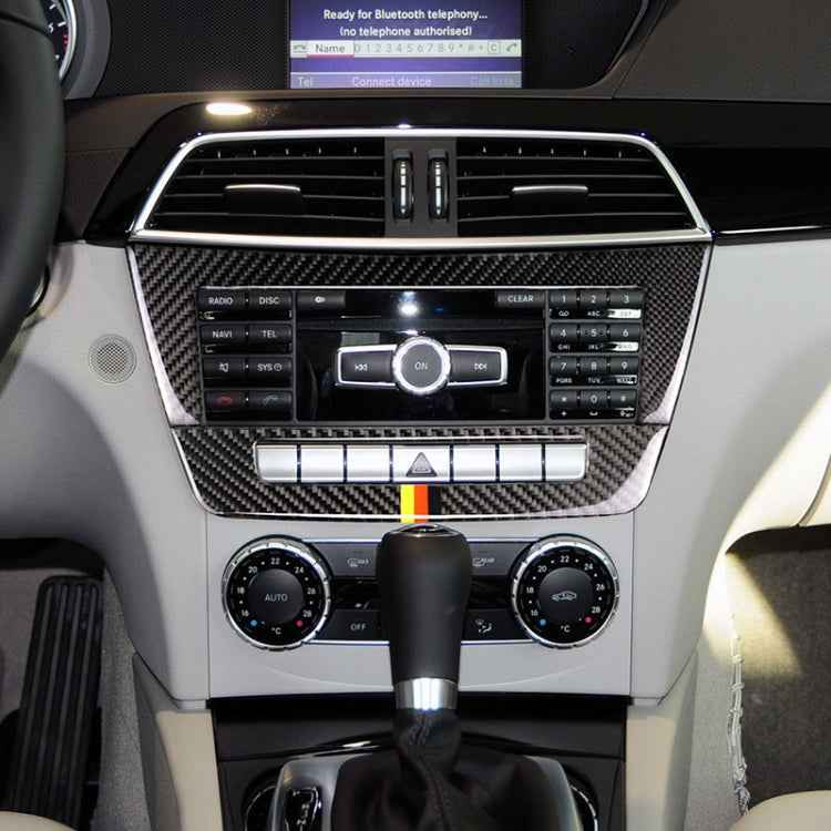 Car German Flag Carbon Fiber Central Control CD Panel Decorative Sticker for Mercedes-Benz W204 2011-2013 7-buttons