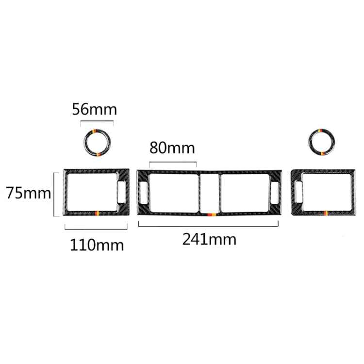 Car German Flag Carbon Fiber Air Outlet Ring + Intermediate Air Outlet + Side Air Outlet Panel Decorative Sticker for Mercedes-Benz W204 207-2010