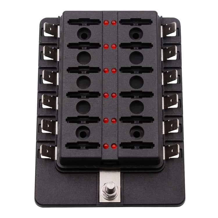 1 in 12 Out Fuse Box PC Terminal Block Fuse Holder Kits with LED Warning Indicator for Auto Car Truck Boat