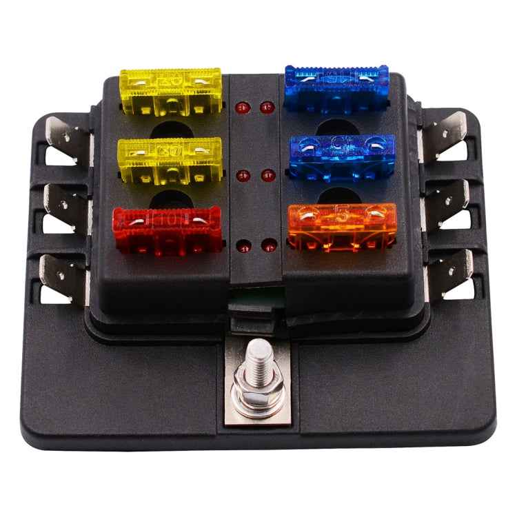 1 in 6 Out Fuse Box PC Terminal Block Fuse Holder Kits with LED Warning Indicator for Auto Car Truck Boat