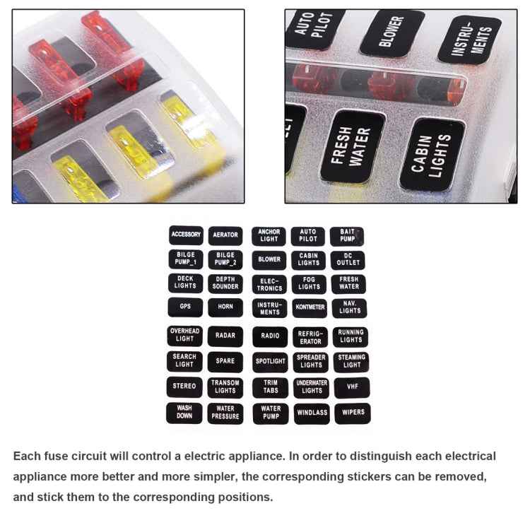 1 in 8 Out Fuse Box Screw Terminal Section Fuse Holder Kits with LED Warning Indicator for Auto Car Truck Boat