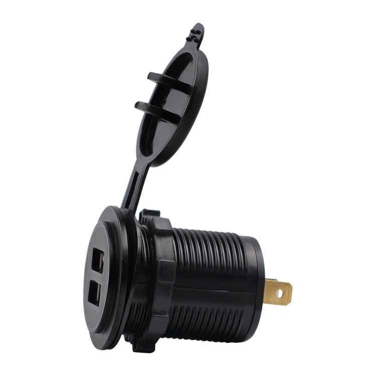 Universal Car Charger 2 Port Power Socket Power Dual USB Charger 5V 4.2A IP66 with Aperture , 4.2A with Aperture (Orange Light)
