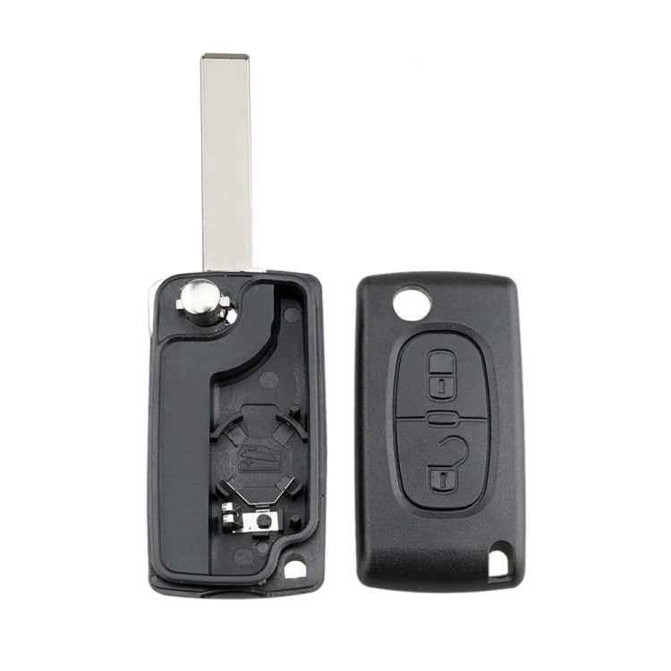 For PEUGEOT Car Keys Replacement 2 Buttons Square Car Key Case with Grooved and Holder