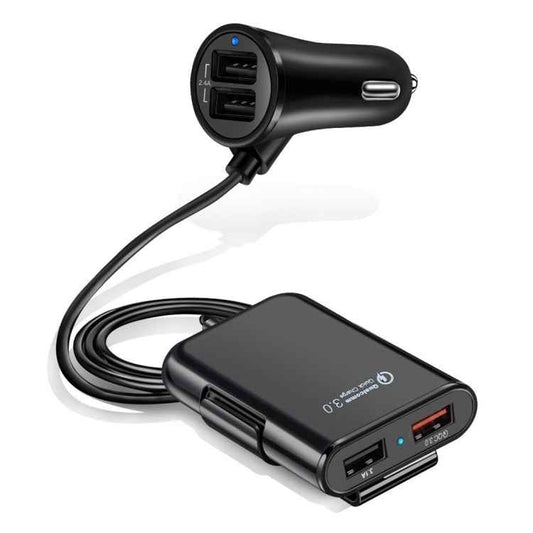 HMQ-C801 1.8m 8A Max 4 Ports USB Car Charger with Extending USB HUB for Front & Back Seat Charging