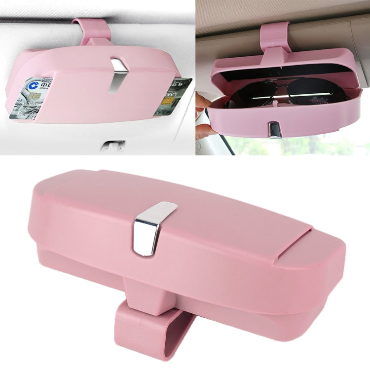 Car Multi-functional Glasses Case Sunglasses Box with Card Slot, Flat Style, Flat Style (Pink), Flat Style (Grey), Flat Style (Beige), Flat Style (Black)