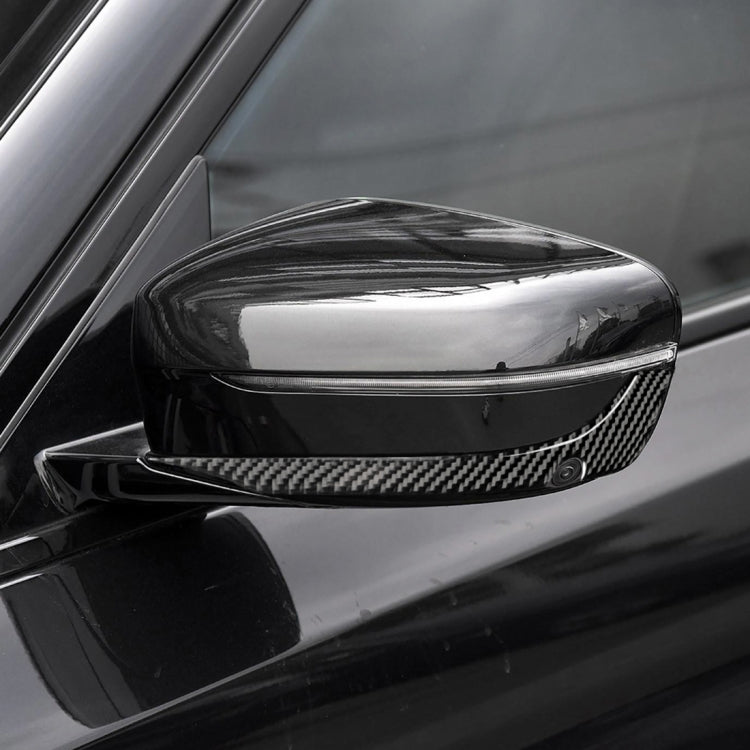 2 PCS Car Carbon Fiber Rearview Mirror Bumper Strip Decorative Sticker for BMW G30 (2018-2019) / G11 (2016-2019), Left Drive with Camera