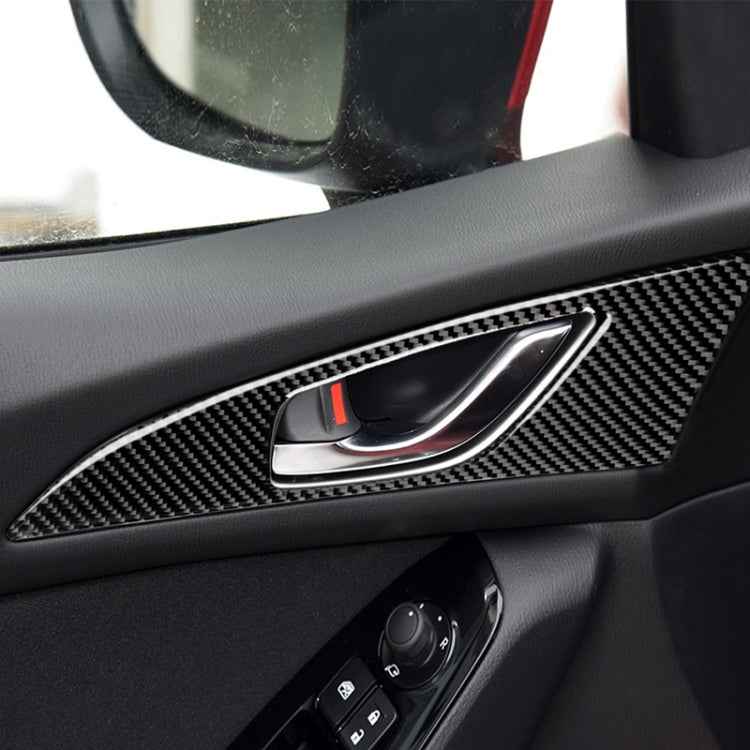 2 PCS Car Carbon Fiber Door Inner Handle Outer Frame Decorative Sticker for Mazda Axela 2014 / 2017-2018