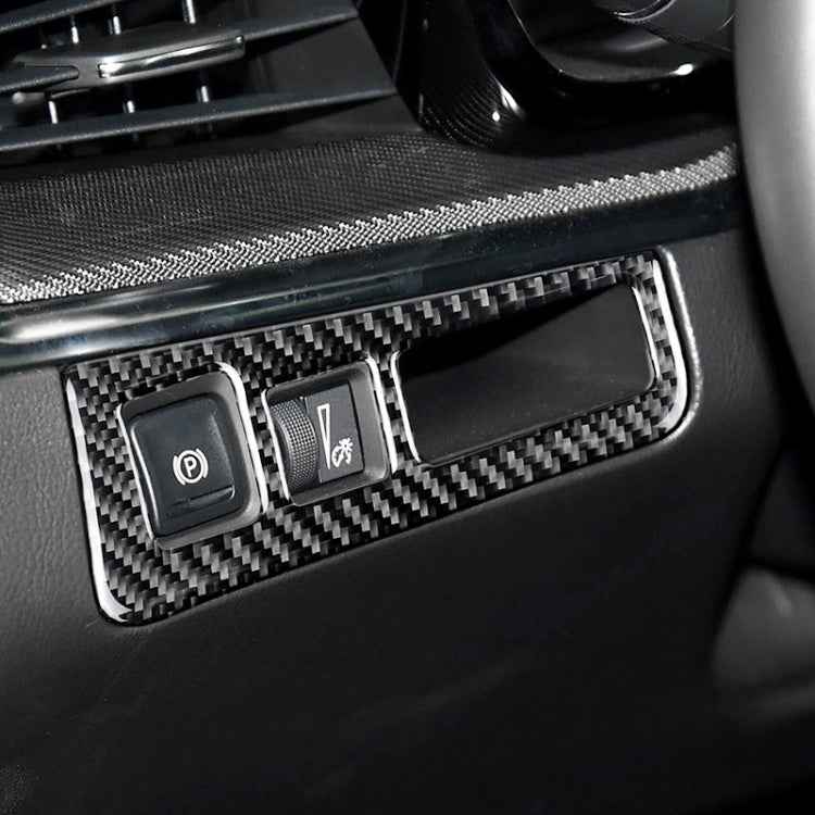 Car Carbon Fiber Headlight Switch Frame Decorative Sticker for Cadillac XT5 2016-2017, High Version, Left Drive