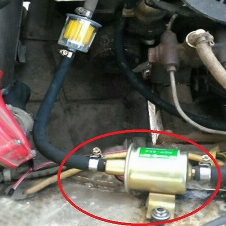 HEP-02A Universal Car 24V Fuel Pump Inline Low Pressure Electric Fuel Pump, 24V (Silver)