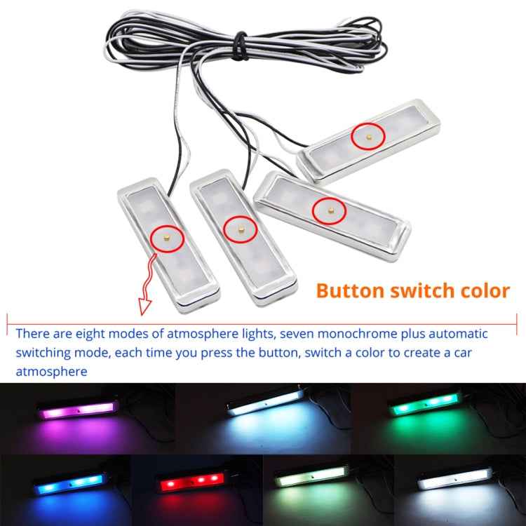 4 PCS Universal Car Colorful LED Inner Handle Light Atmosphere Lights Decorative Lamp DC12V / 0.5W Cable Length: 70cm