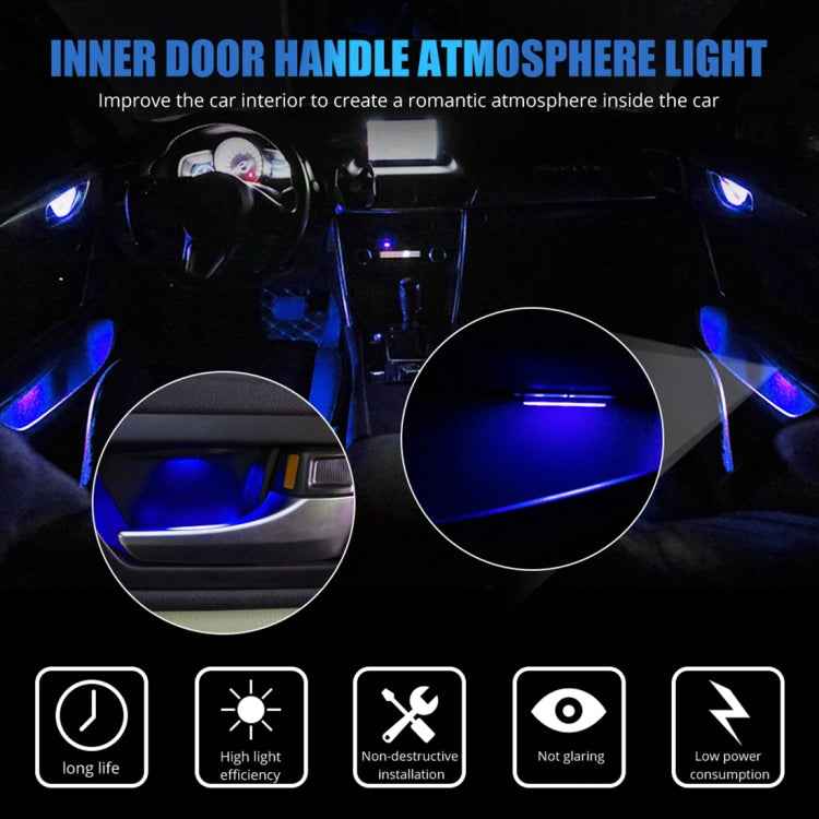 4 PCS Universal Car Colorful LED Inner Handle Light Atmosphere Lights Decorative Lamp DC12V / 0.5W Cable Length: 70cm