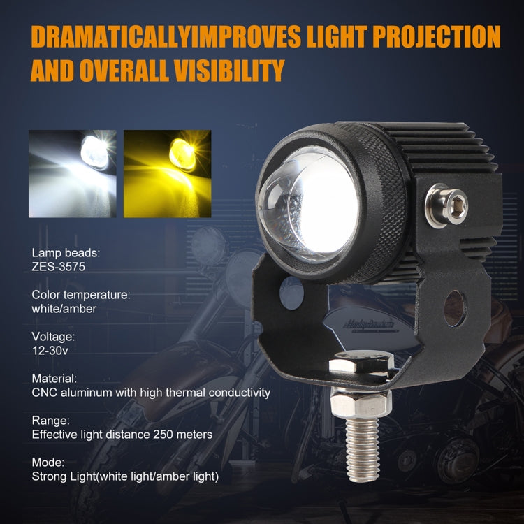 2 PCS DC9-36V / 20W / 6000K / 3000K / 2000LM Motorcycles Double Color Headlights / Fog Light, 20W