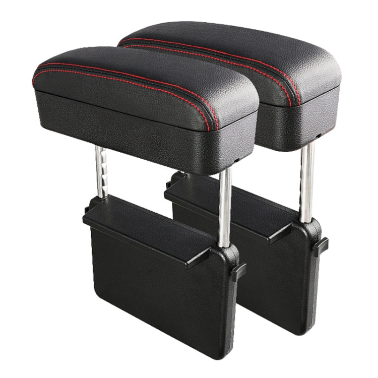 2 PCS Universal Car PU Leather Wrapped Armrest Box Cushion Car Armrest Box Mat with Storage Box, 2pcs (Black Red), 2pcs(Black White), 2pcs(Beige), 2pcs(Brown), 2pcs(Black)