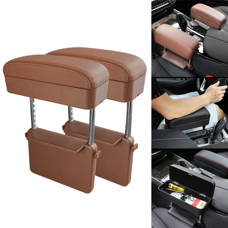 2 PCS Universal Car PU Leather Wrapped Armrest Box Cushion Car Armrest Box Mat with Storage Box, 2pcs (Black Red), 2pcs(Black White), 2pcs(Beige), 2pcs(Brown), 2pcs(Black)