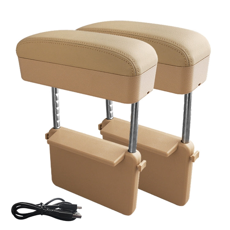 2 PCS Universal Car Wireless Qi Standard Charger PU Leather Wrapped Armrest Box Cushion Car Armrest Box Mat with Storage Box, 2pcs(Beige), 2pcs(Brown), 2pcs(Black Red), 2pcs(Black White), 2pcs(Grey)