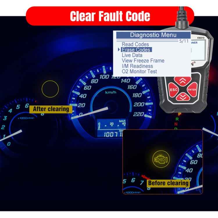 KONNWEI KW310 OBD Car Fault Detector Code Reader ELM327 OBD2 Scanner Diagnostic Tool