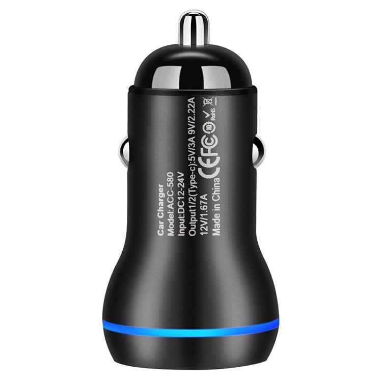 ACC-580 PD 40W Dual Type-C / USB-C Ports Fast Charging Car Charger