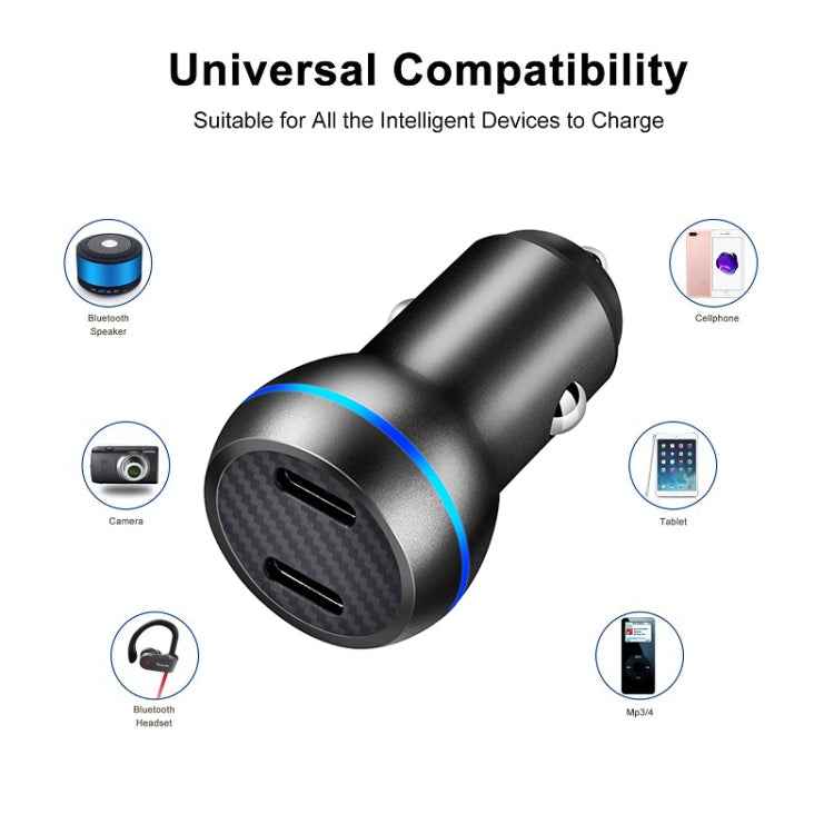 ACC-580 PD 40W Dual Type-C / USB-C Ports Fast Charging Car Charger