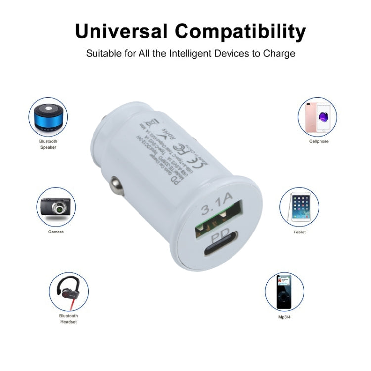TE-339PD 3.1A PD USB-C / Type-C + USB Interface Mini Fast Charging Car Charger