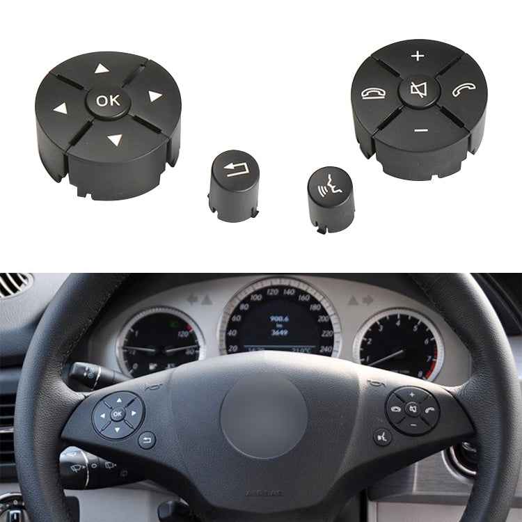 1 Pair Car Steering Wheel Switch Buttons Panel for Mercedes-Benz W204 2007-2014, Left Driving