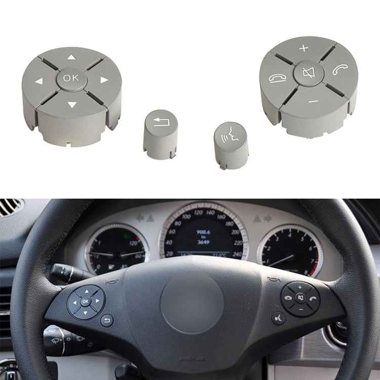 1 Pair Car Steering Wheel Switch Buttons Panel for Mercedes-Benz W204 2007-2014, Left Driving