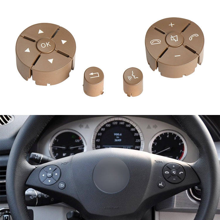 1 Pair Car Steering Wheel Switch Buttons Panel for Mercedes-Benz W204 2007-2014, Left Driving, 1 Pair (Black), 1 Pair (Grey), 1 Pair (Beige), 1 Pair (Brown)