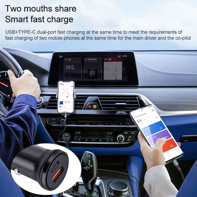 PD 20W USB-C / Type-C + QC 3.0 USB Interface Fast Charging Car Charger