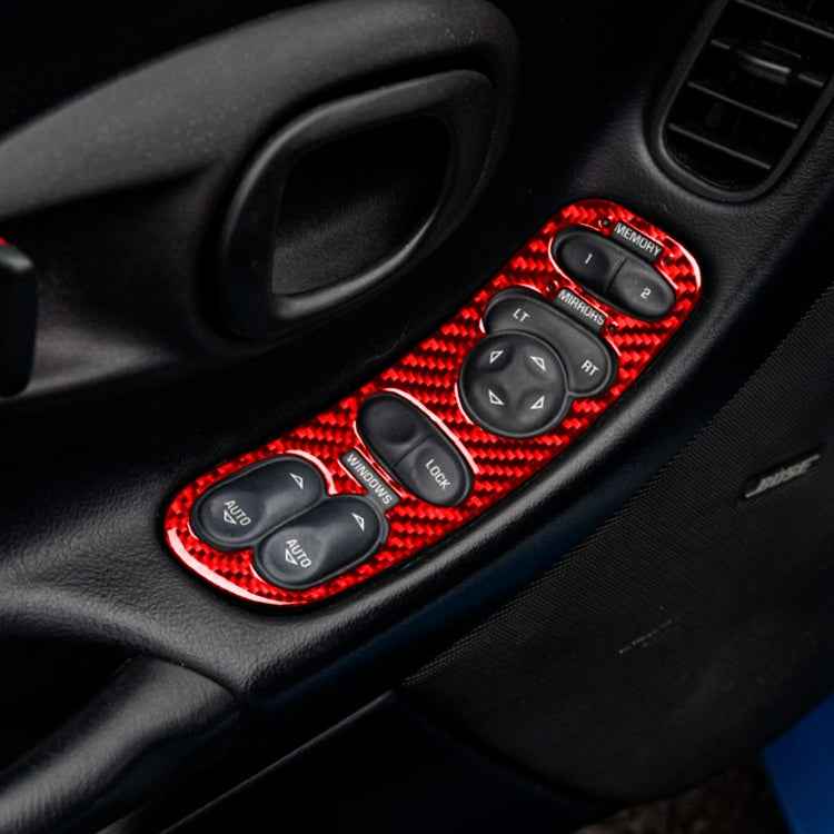2 in 1 Car Carbon Fiber Door Control Panel Memory Seat Sticker Set for Chevrolet Corvette C5 1998-2004, Left Drive