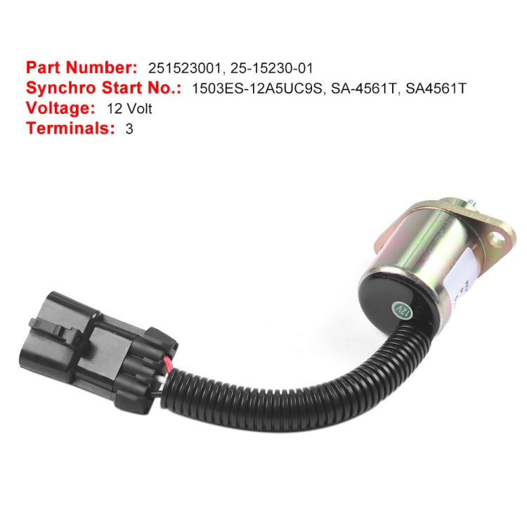 Excavator Fuel Shutdown Shut Off Solenoid Valve for Kubota V1505 R90 1503ES-12A5UC9S