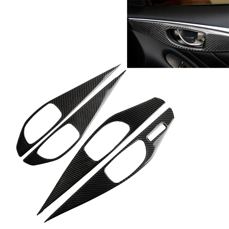 4 PCS Car Carbon Fiber Door Inner Handle Panel Decorative Sticker for Infiniti Q50 2014-2020, Left Drive, Door Inner Handle Panel (A)