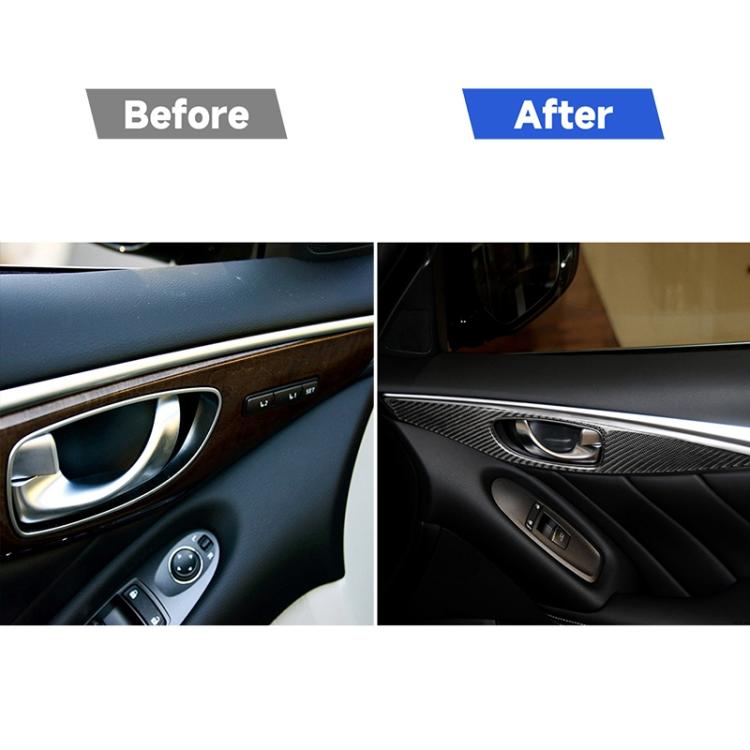 4 PCS Car Carbon Fiber Door Inner Handle Panel Decorative Sticker for Infiniti Q50 2014-2020, Left Drive, Door Inner Handle Panel (A)