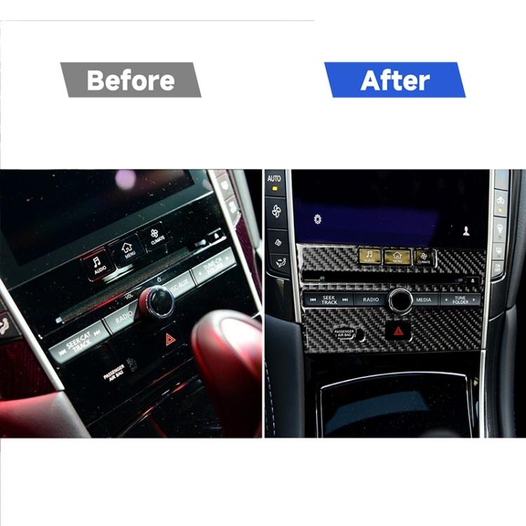 Car Carbon Fiber CD  Console Panel Decorative Sticker for Infiniti Q50 / Q60 2014-2020, CD Console Panel  (B)