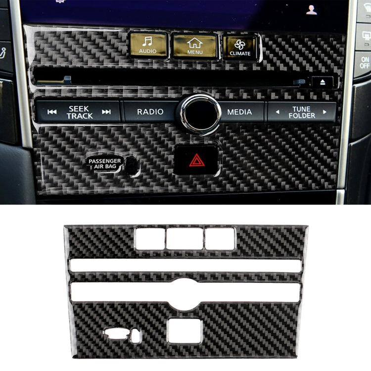 Car Carbon Fiber CD  Console Panel Decorative Sticker for Infiniti Q50 / Q60 2014-2020, CD Console Panel  (B)