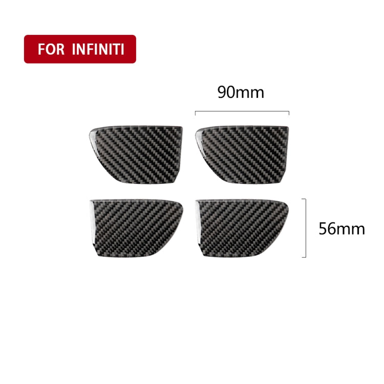 4 PCS Car Carbon Fiber Door Inner Handle Wrist Panel Decorative Sticker for Infiniti Q50 / Q60 2014-2020, Door Inner Handle Wrist