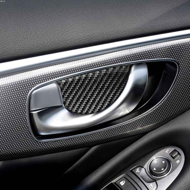 4 PCS Car Carbon Fiber Door Inner Handle Wrist Panel Decorative Sticker for Infiniti Q50 / Q60 2014-2020